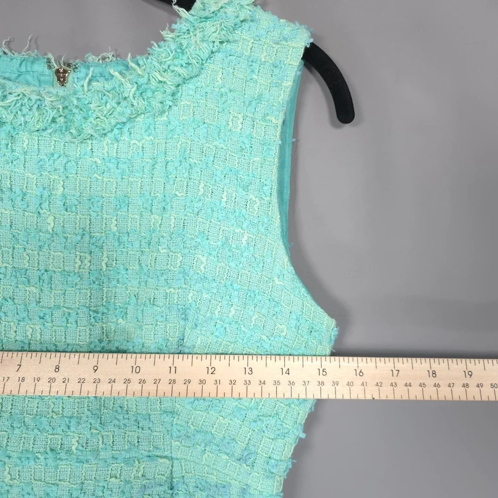 KATE SPADE NEW YORK Womens New 4 Mini Dress Sheath Aqua Tweed Fringed Sleeveless